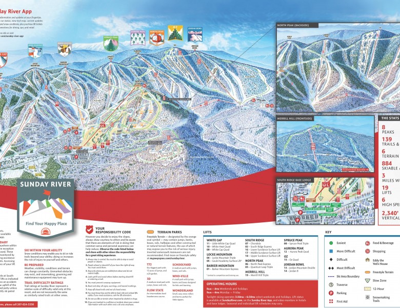 2022-23 Sunday River Trail Map