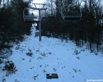 A possible T-Bar footing (foreground) with a former chairlift footing (background) (January 2022)