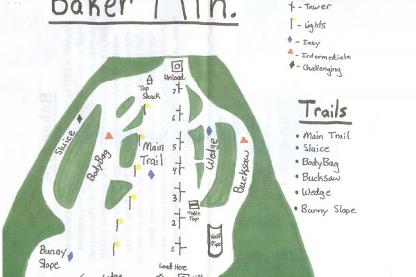 2018-19 Baker Mountain Trail Map
