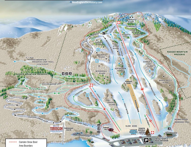 2022-23 Camden Snow Bowl Trail Map